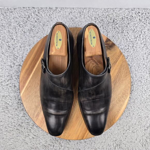 Magnanni Saks Fifth Avenue Men 9M Efren Gray Patina Monk Strap Loafer Dress Shoe main image 9